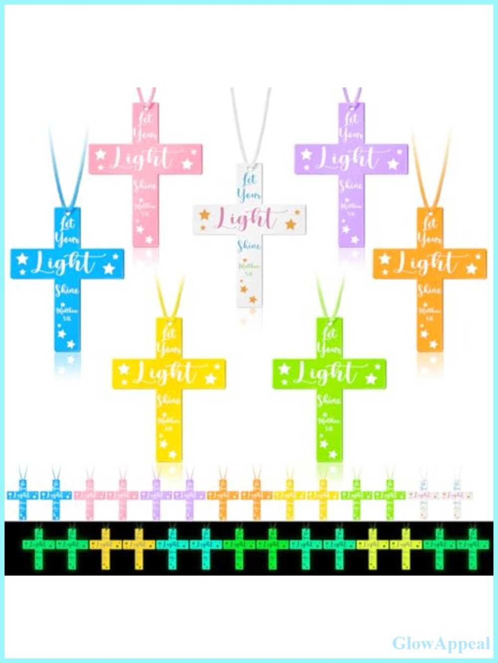 49 Pc Glow in the Dark Silicone Cross Necklaces Christian Party Favors